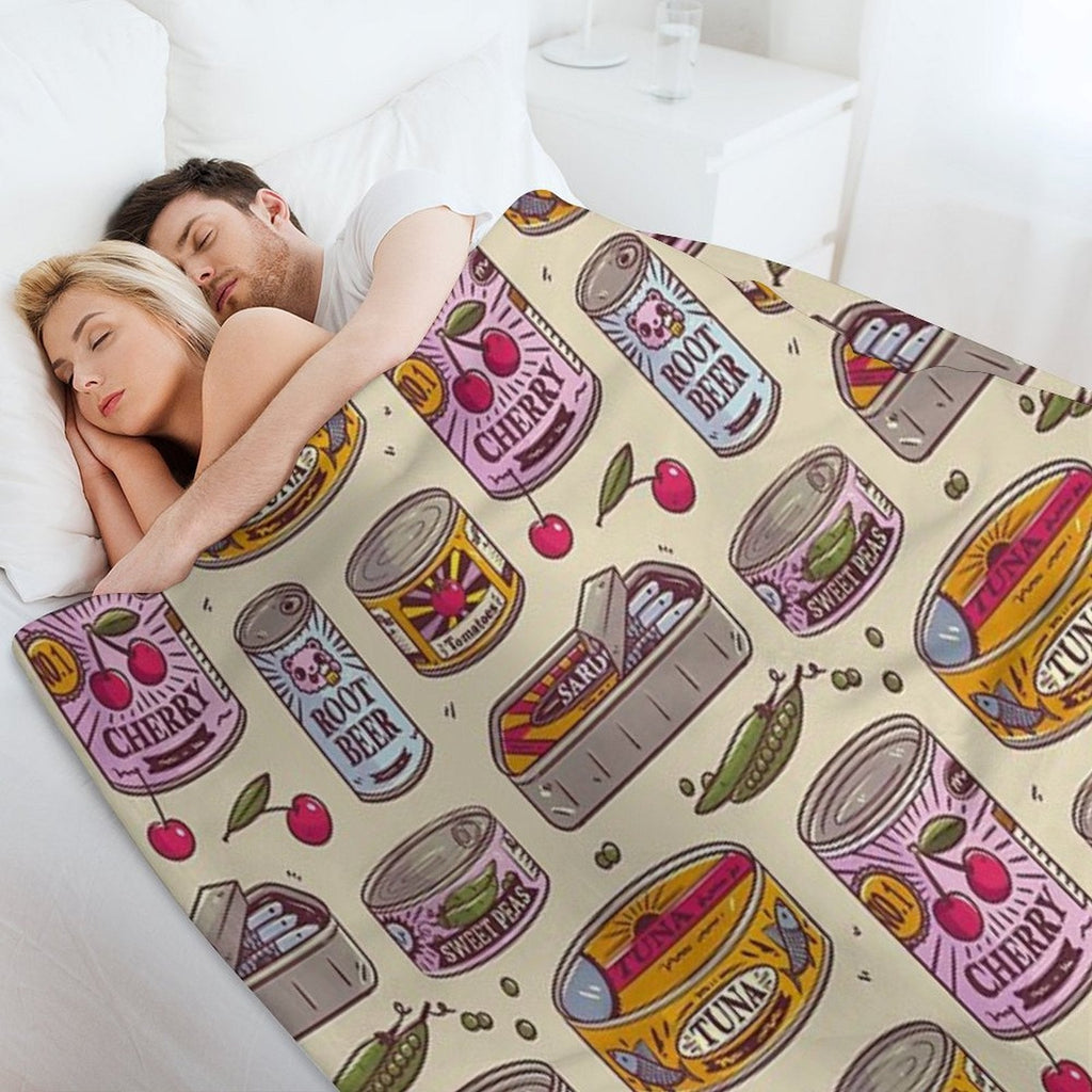 Vintage Canned Goods Pattern Throw Blanket BionZax