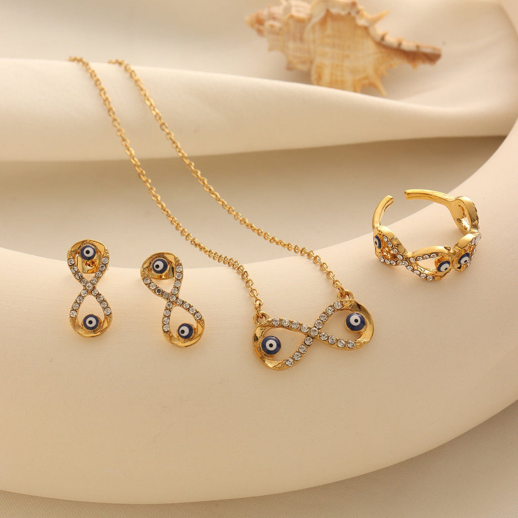 White Crystal Evil Eye Jewelry Set Vera Lux