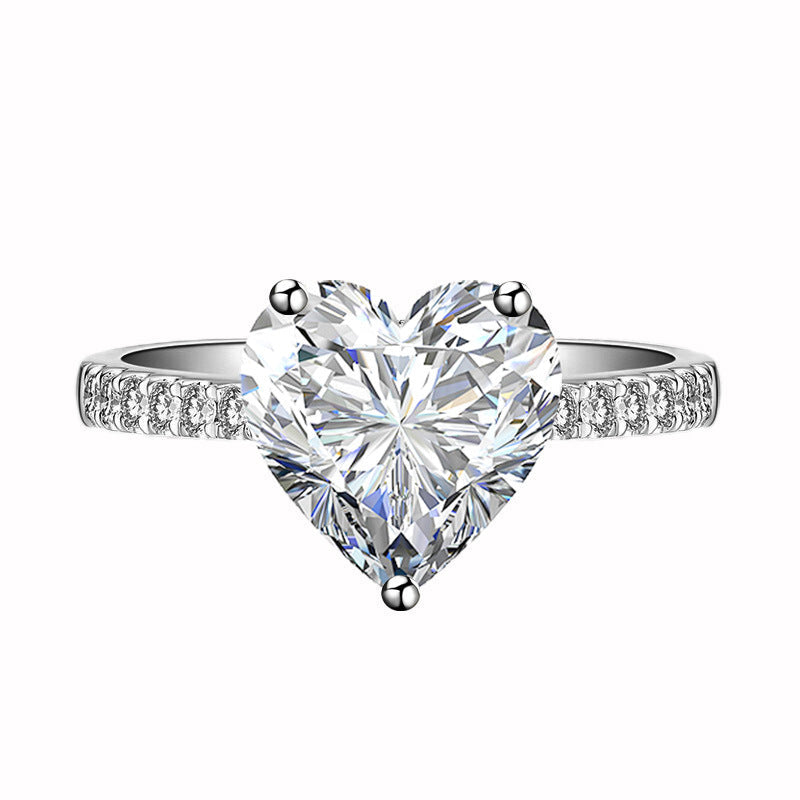 Heart Shaped Simulated Moissanite Ring With Zircon Accent For Women Vera Lux