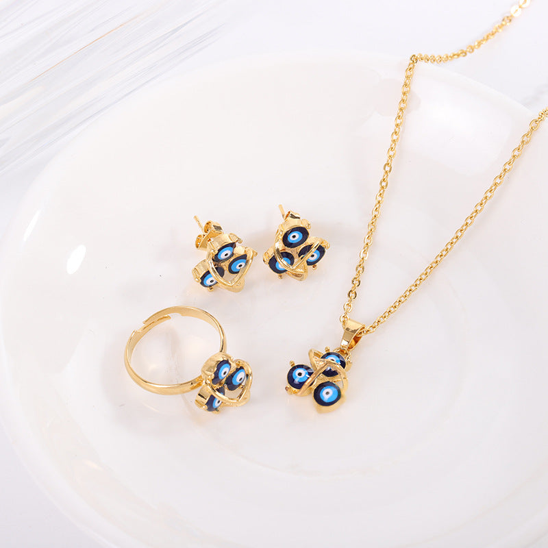 Evil Eye Necklace, Earrings and Ring Set Vera Lux