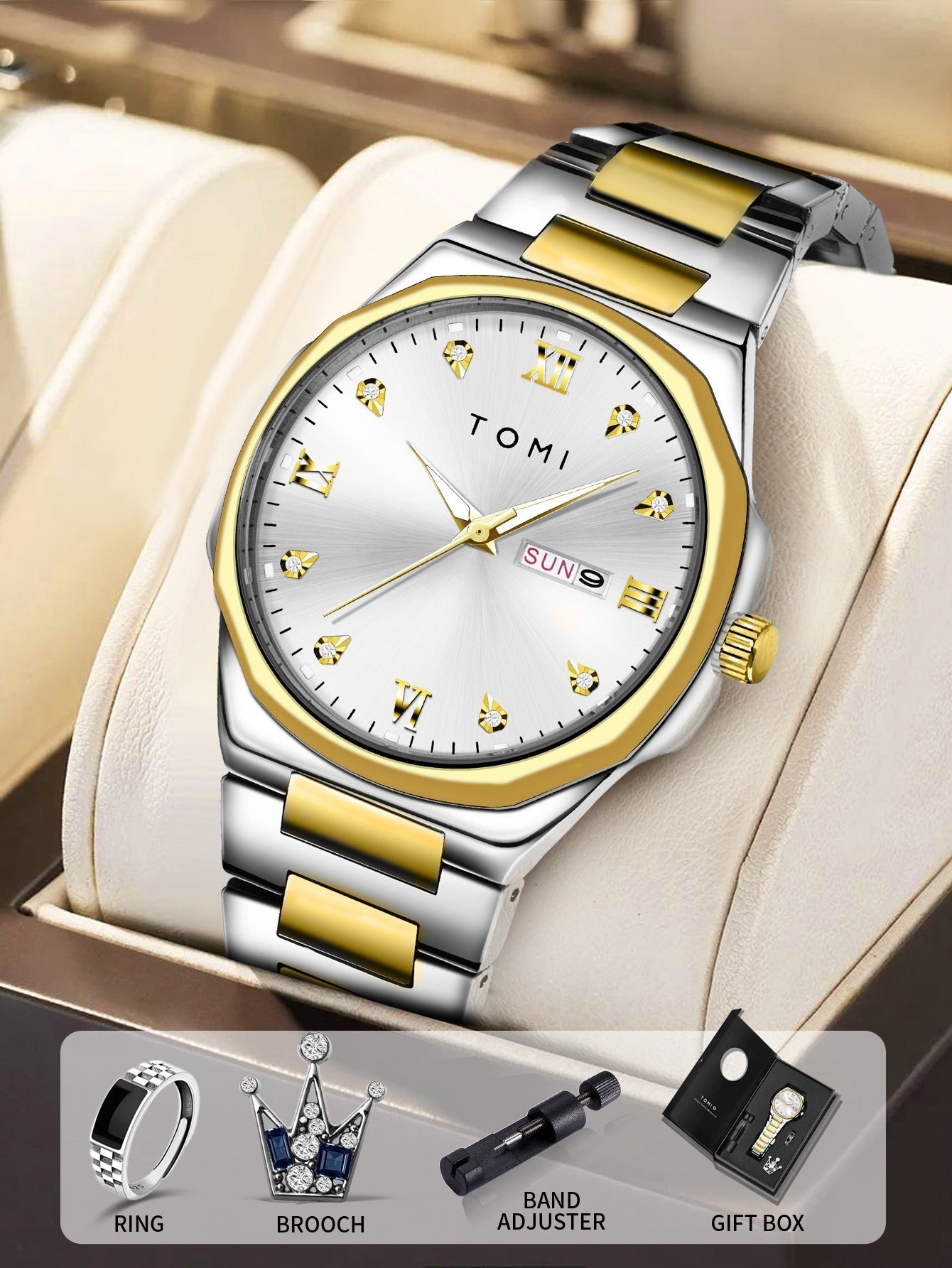 Simple Diamond Encrusted Quartz Watch Fashionable Vera Lux