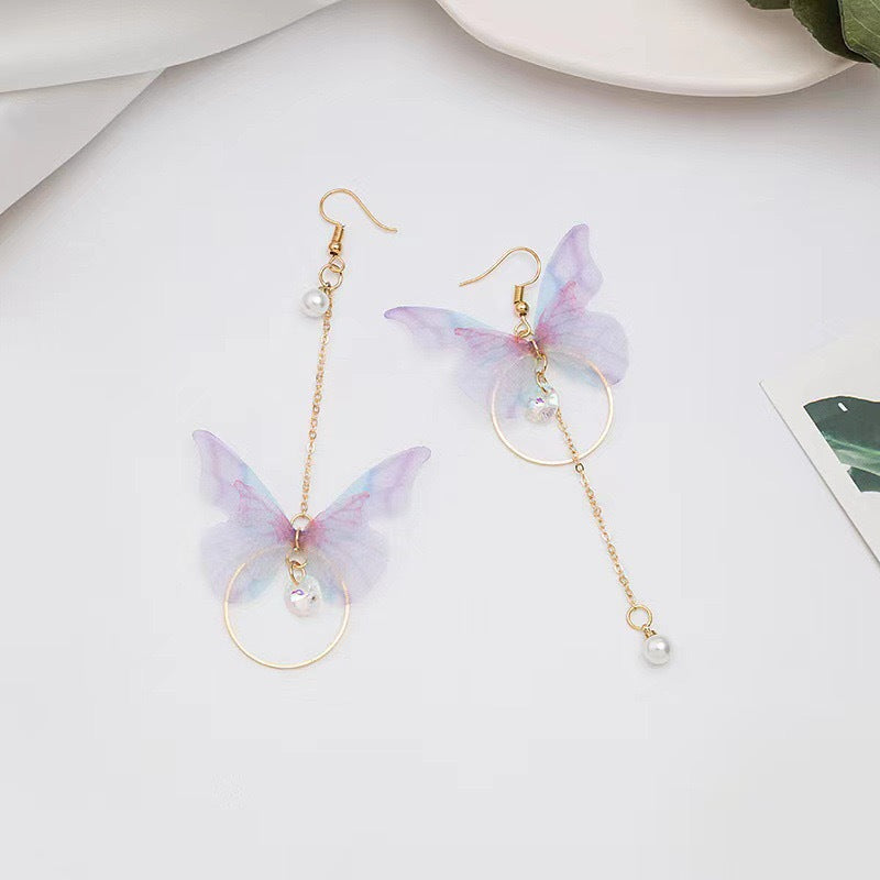 New Korean-style Retro Asymmetric Butterfly Earrings Long Style Vera Lux