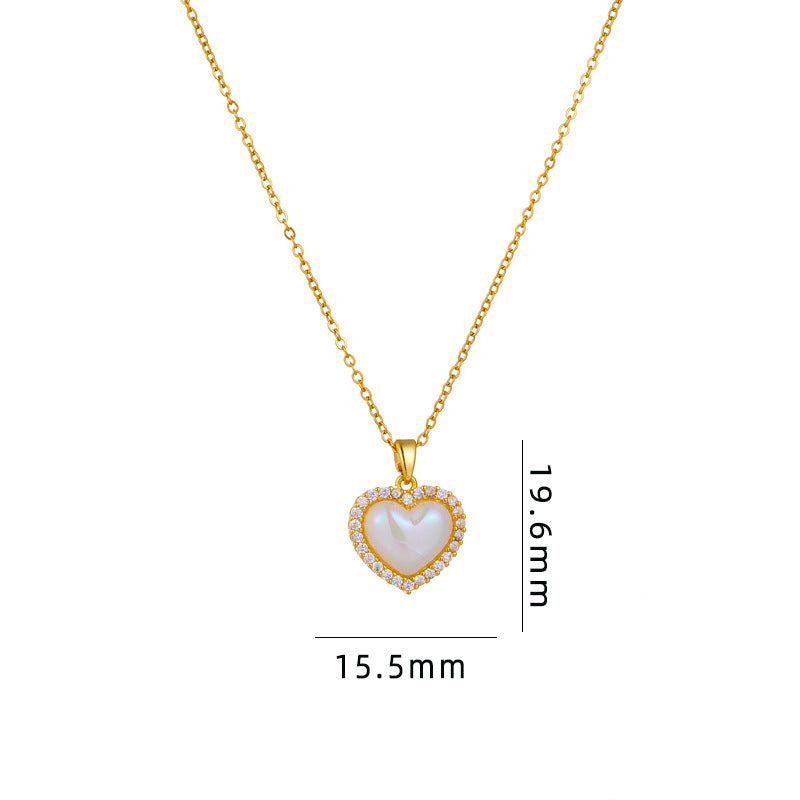 New Heart-shaped Shell Pendant Titanium Steel Necklace For Women Vera Lux