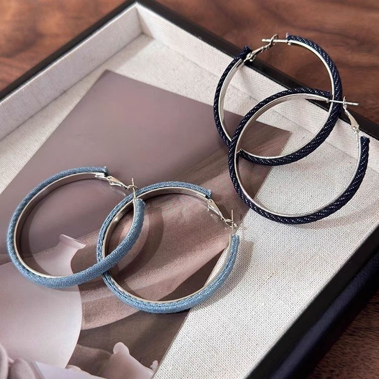 2026 Denim Hoop Earrings, European Style Bold Stage Jewelry Vera Lux