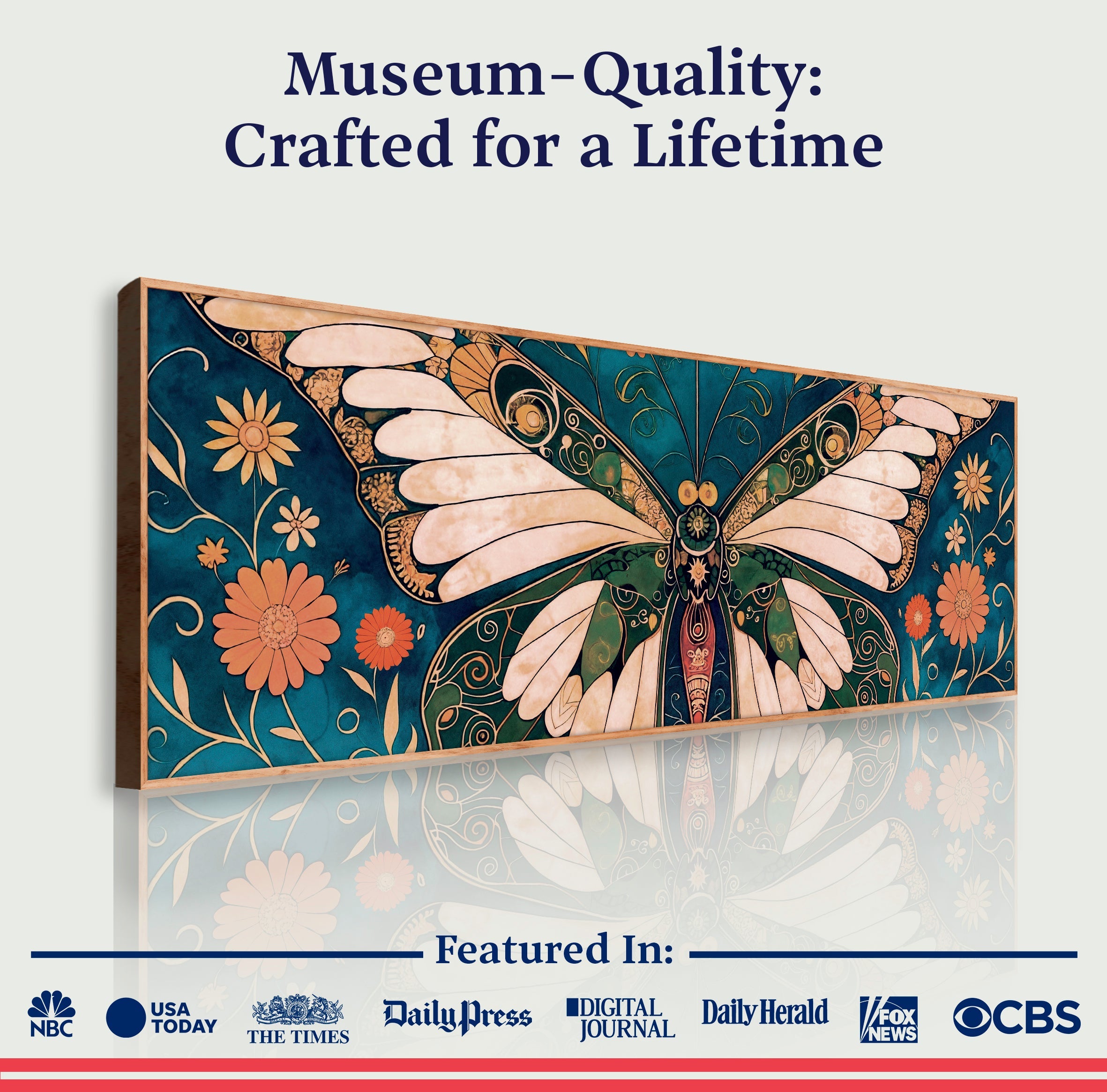 Abstract Vintage Butterfly Wall Art Tailored Canvases