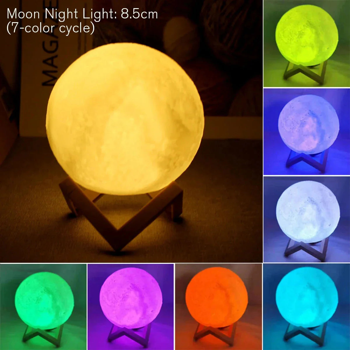 D5 Starry Moon Lamp 8Cm - LED Night Light with Stand, Perfect for Bedroom Decor and Gifts My Store