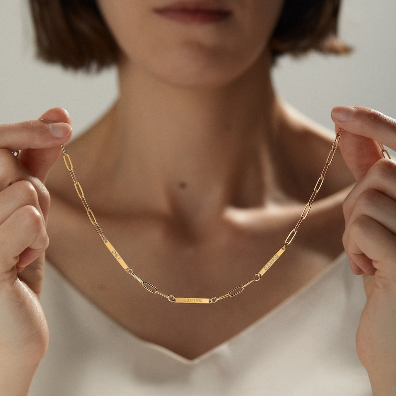 Personalized Paper Clip Chain Name Necklace Vera Lux