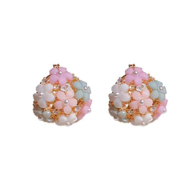 Fresh And Fashionable Zircon Pearl Flower Earrings Vera Lux