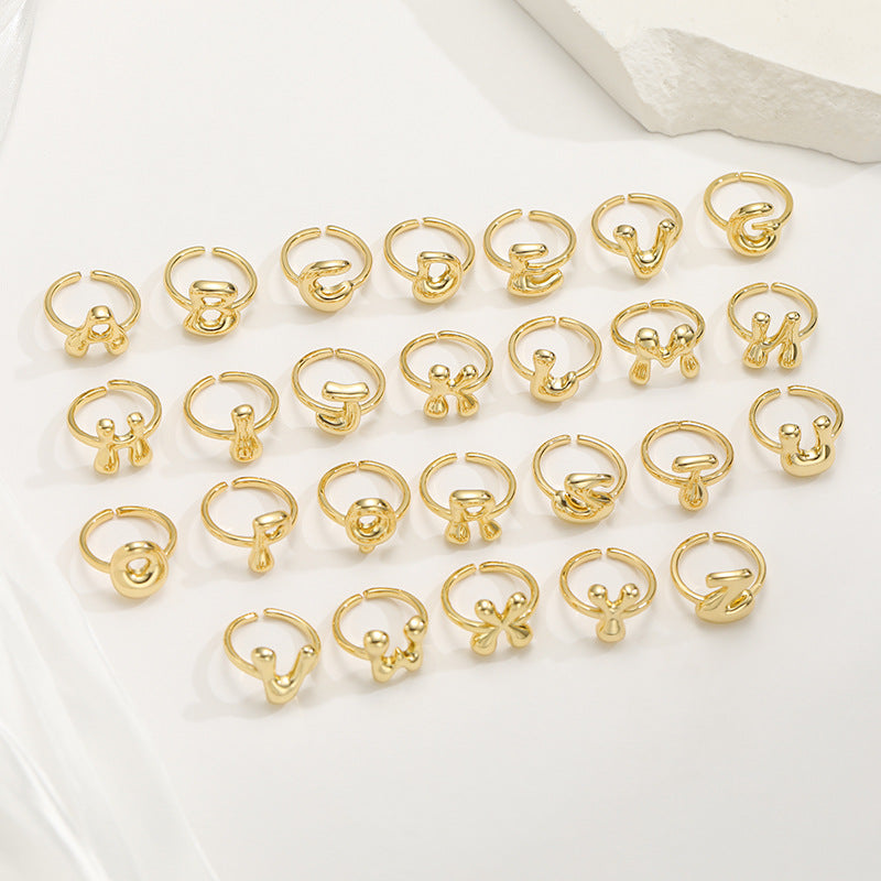 Adjustable English Letter Ring With Adjustable Opening Vera Lux