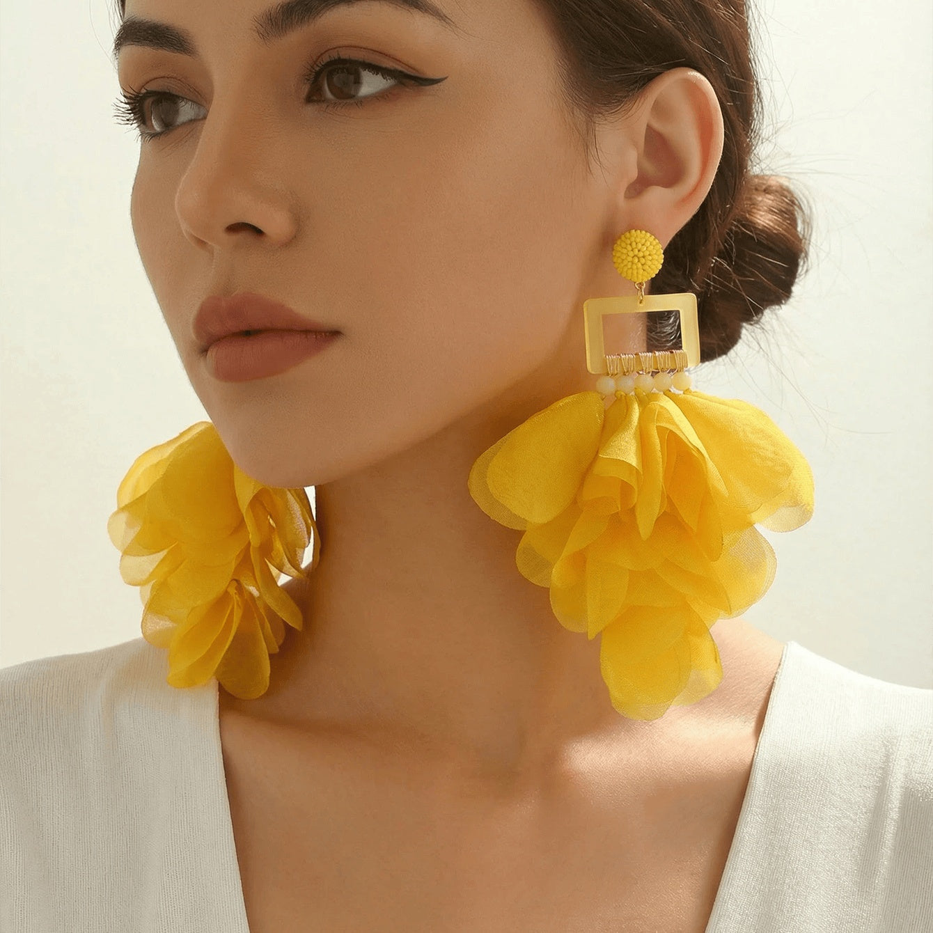Oversized Chiffon Multi-Layer Tassel Earrings For Women Bohemian Handmade Fabric Jewelry Summer Party Beach Vacation Vera Lux