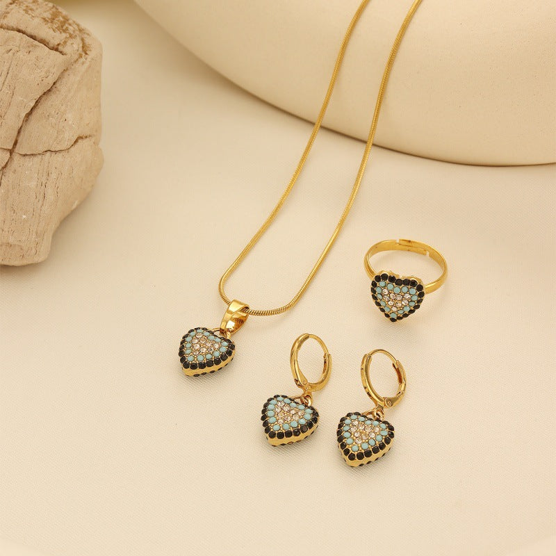 Crystal Heart Evil Eye Jewelry Set Vera Lux