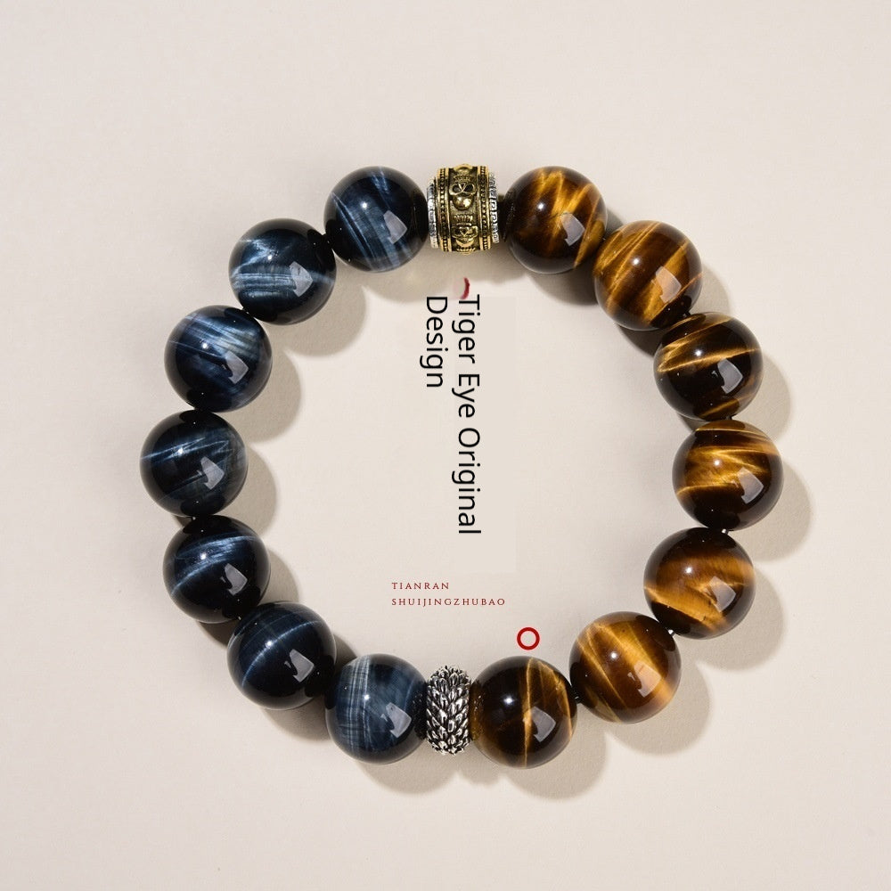 Natural Tigers Eye And Obsidian Collectors Bracelet Vera Lux