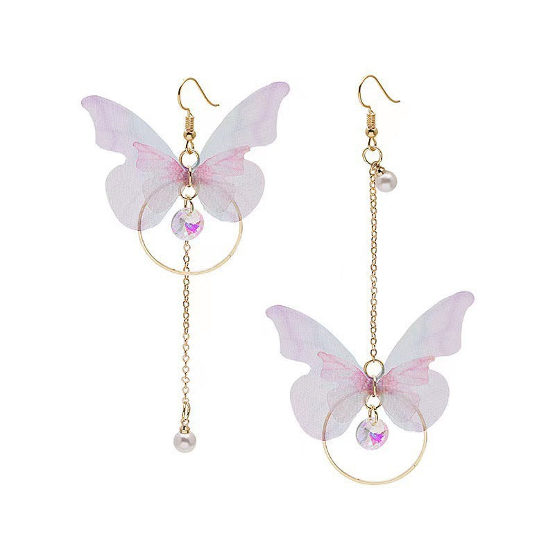New Korean-style Retro Asymmetric Butterfly Earrings Long Style Vera Lux