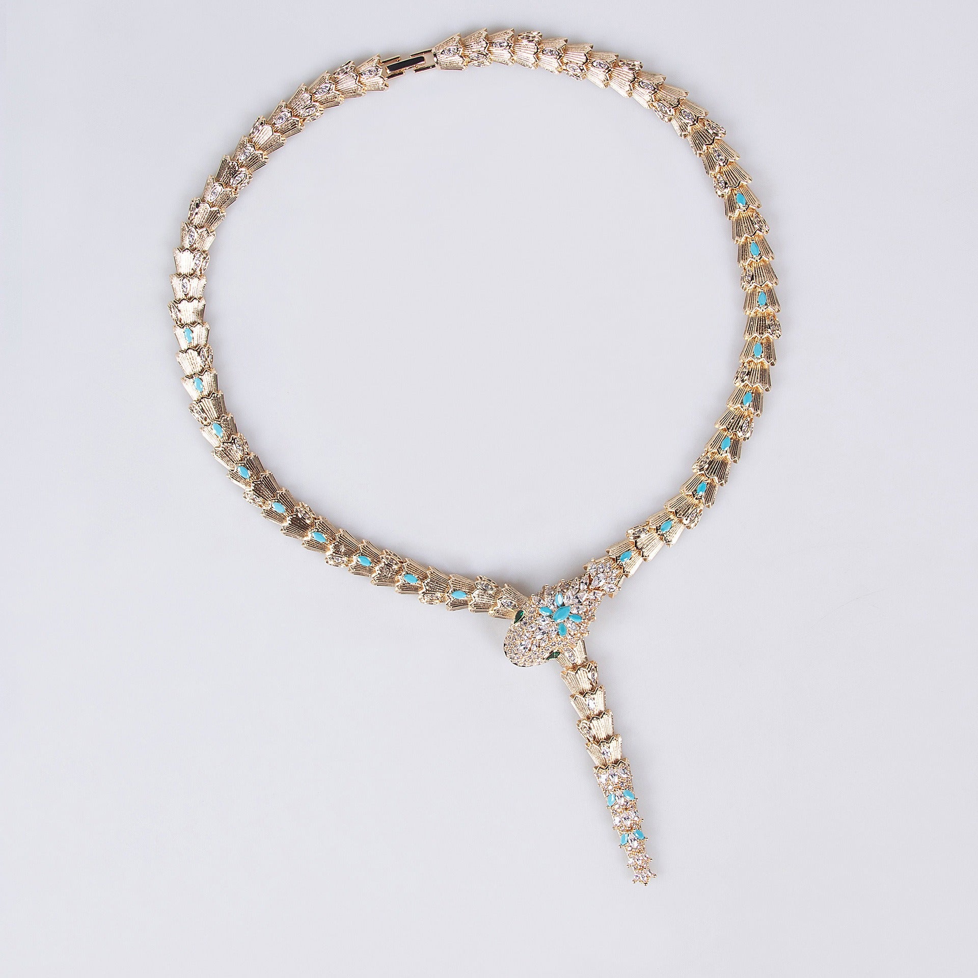 S925 Silver and Zircon Snake-Design Necklace and Earrings Jewelry Set Vera Lux