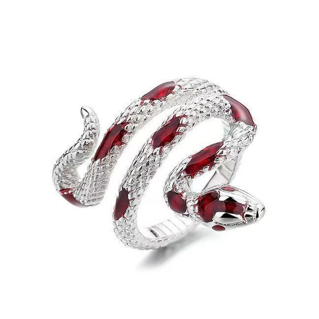 Dark Gothic Titanium Steel Snake Wrapped Ring, Adjustable Open Band, Neutral Unisex Index Finger Ring Vera Lux