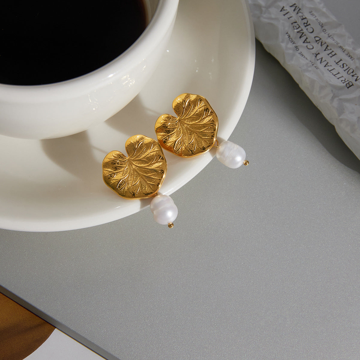 Freshwater Pearl Lotus Drop Earrings Vera Lux