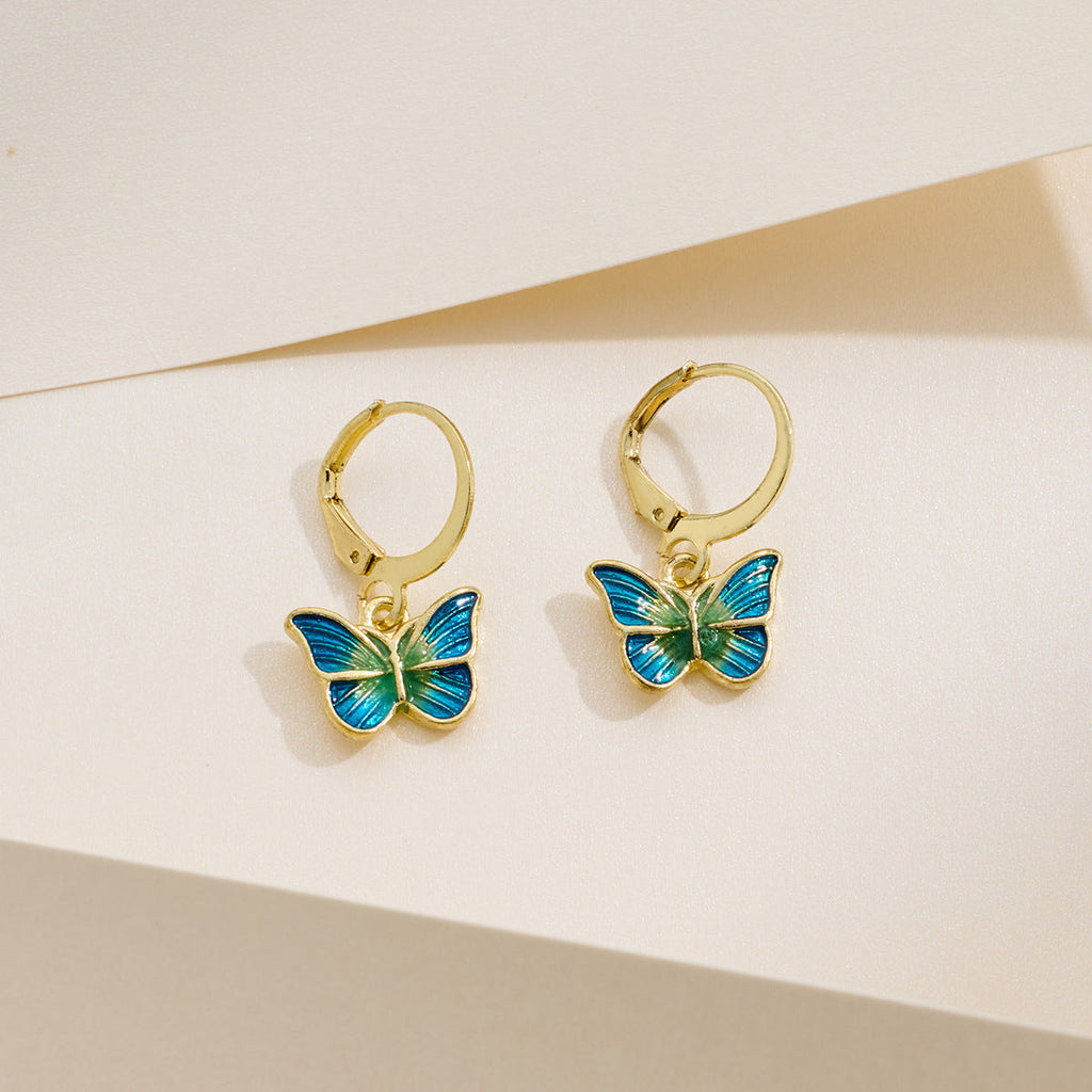 Japanese-Korean French-style Dripping-Oil Petite And Playful Butterfly Earrings Vera Lux