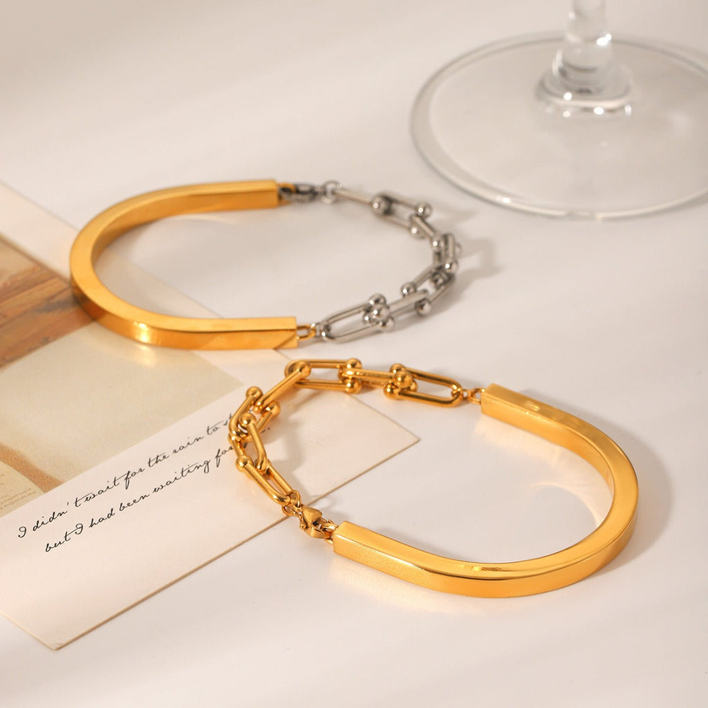 18K gold horseshoe buckle chain spliced U-shaped buckle bracelet Vera Lux