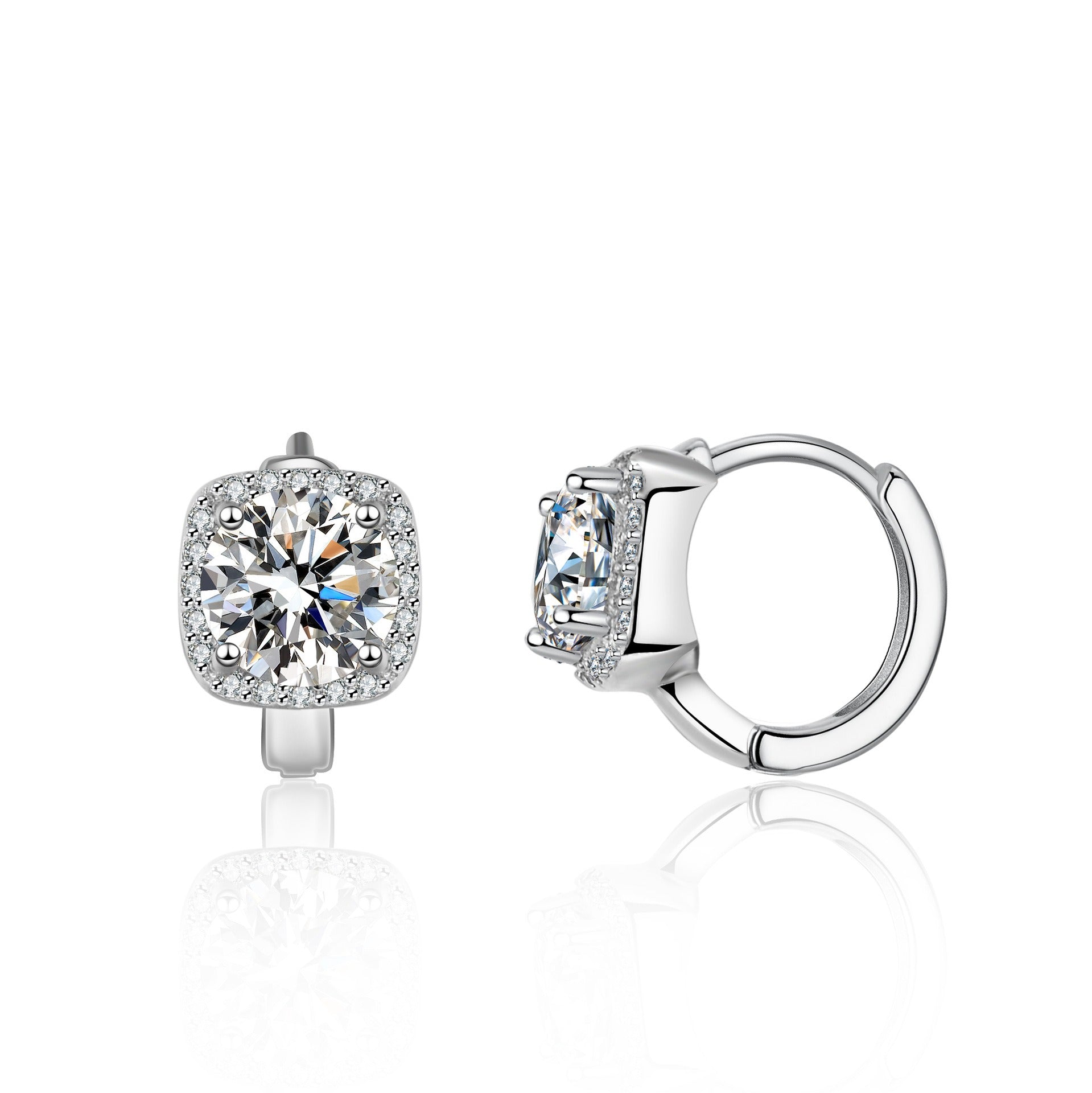 Moissanite D color s925 sterling silver square earrings Vera Lux
