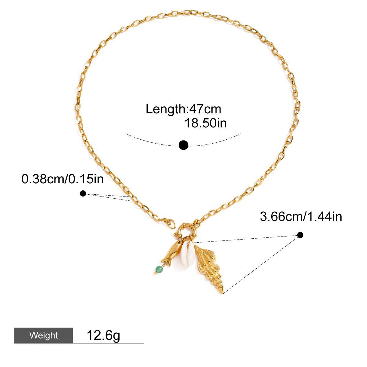 18K Gold Conch Shape Textured Beach Style Necklace Vera Lux