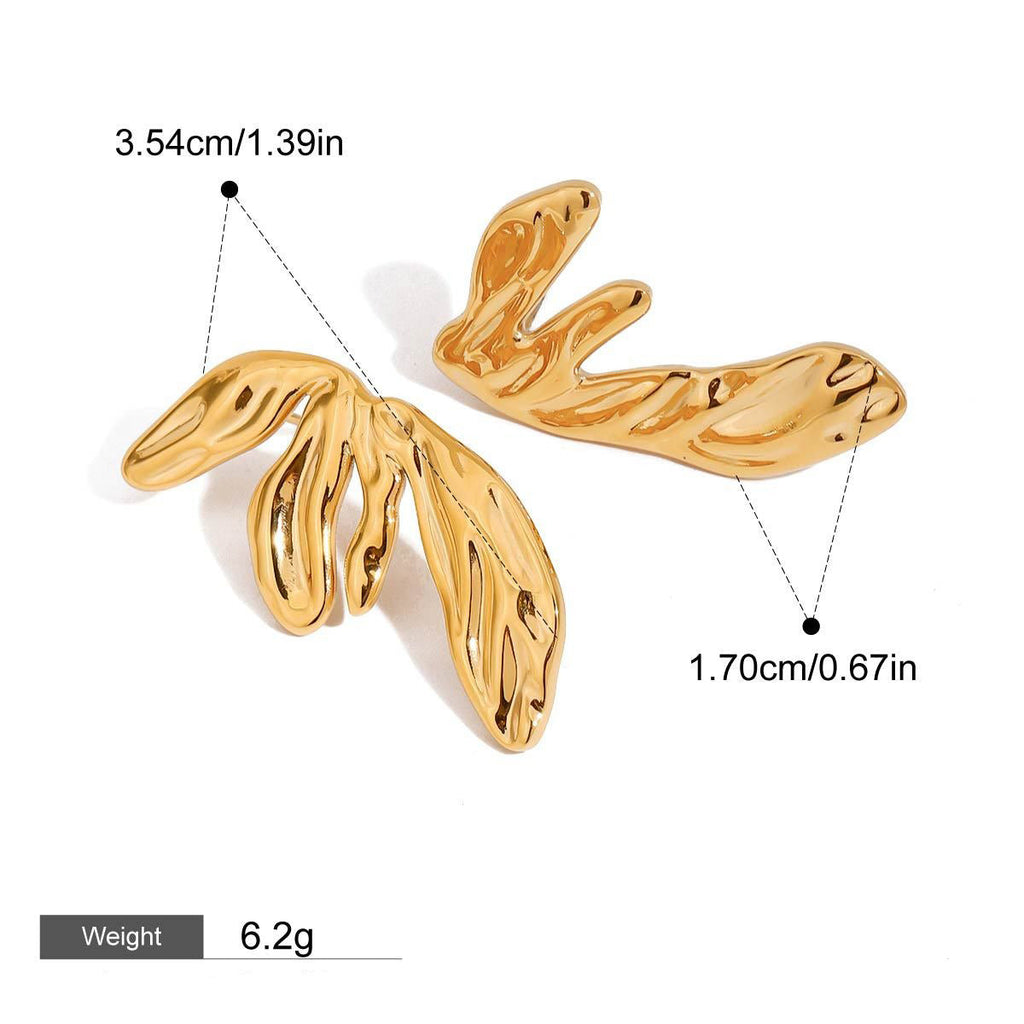 18K gold geometric wings design trendy personality earrings Vera Lux