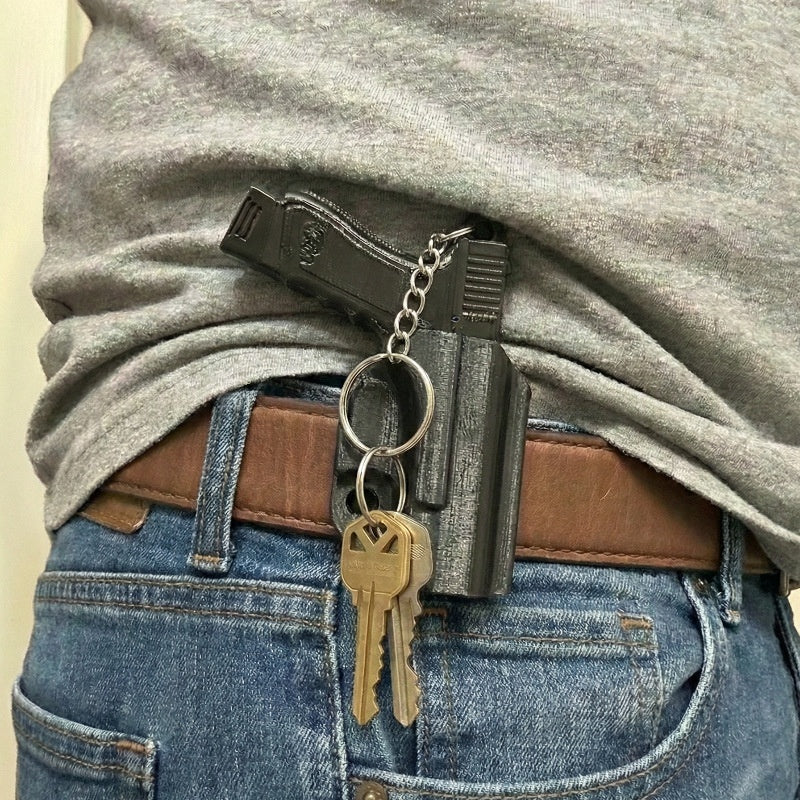 Pistol Keychain Modern Minimalist Style 3D Printed Vera Lux