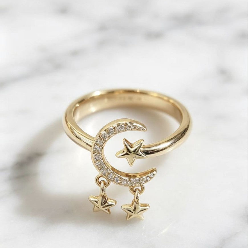 Affordable Luxury Star And Moon Open Ring For Women Vera Lux