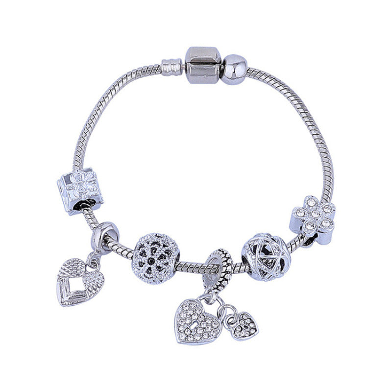 Charity Sparkling Diamond-Encrusted Rose Gold Beaded Hollow Carved Bracelet Vera Lux
