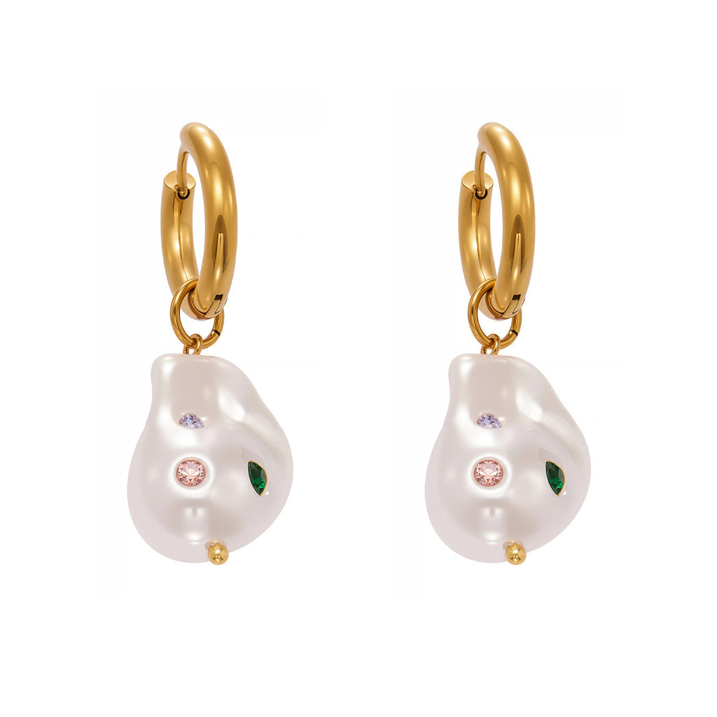 French-style Colored Diamond Asymmetric Bead Earrings Vera Lux