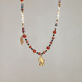 Retro Anqila Red Dunhuang-style Colorful Red Agate Layered Beaded Necklace Vera Lux