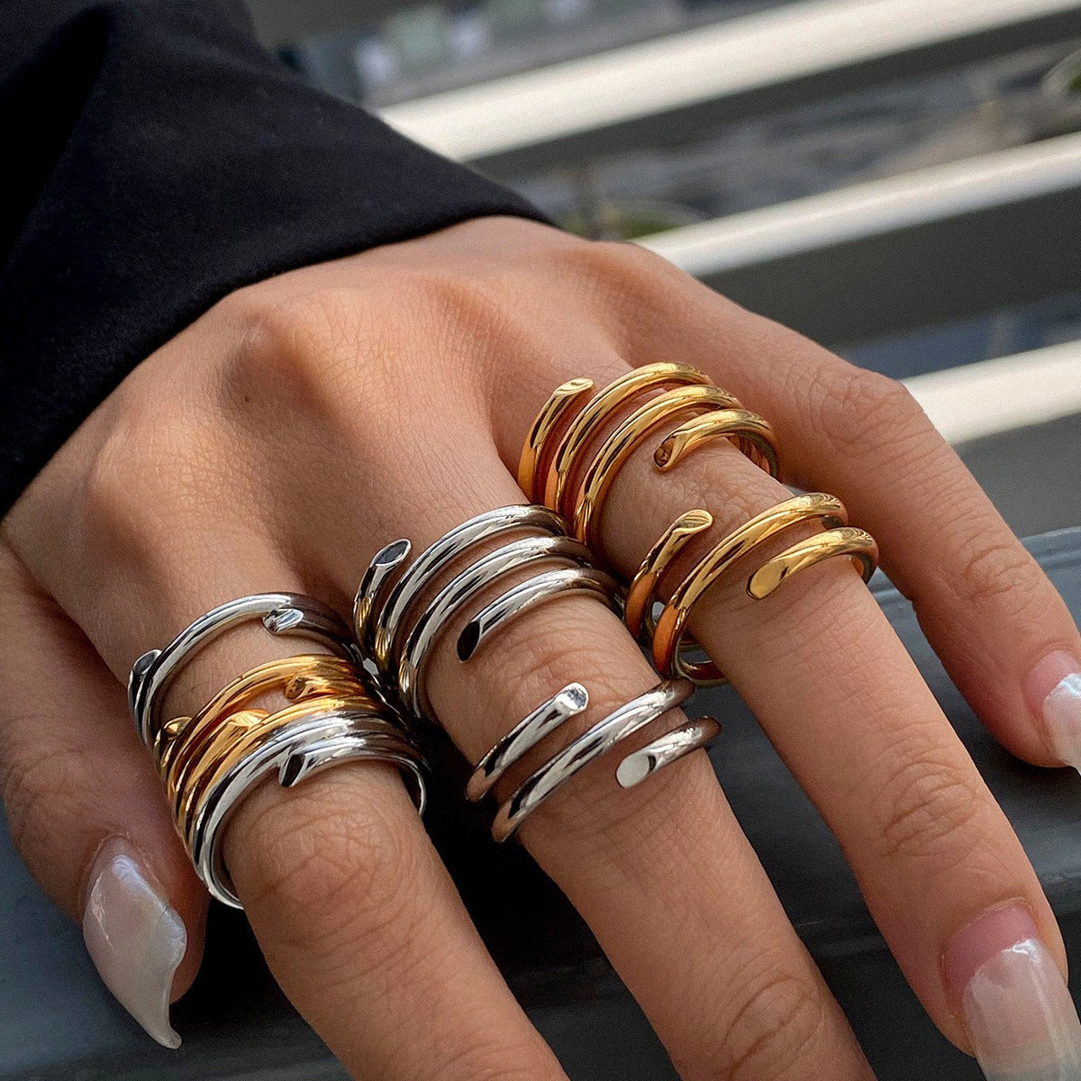 18K gold and titanium steel stacking ring Vera Lux