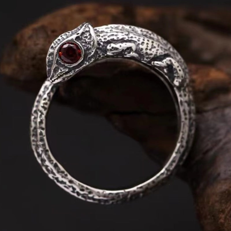 Retro Thai Silver Chameleon Animal-Shaped Ring Vera Lux
