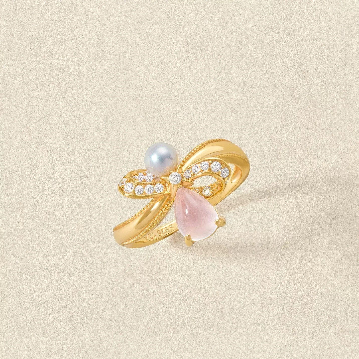 Cat's Eye Stone Bow Ring For Women Vera Lux