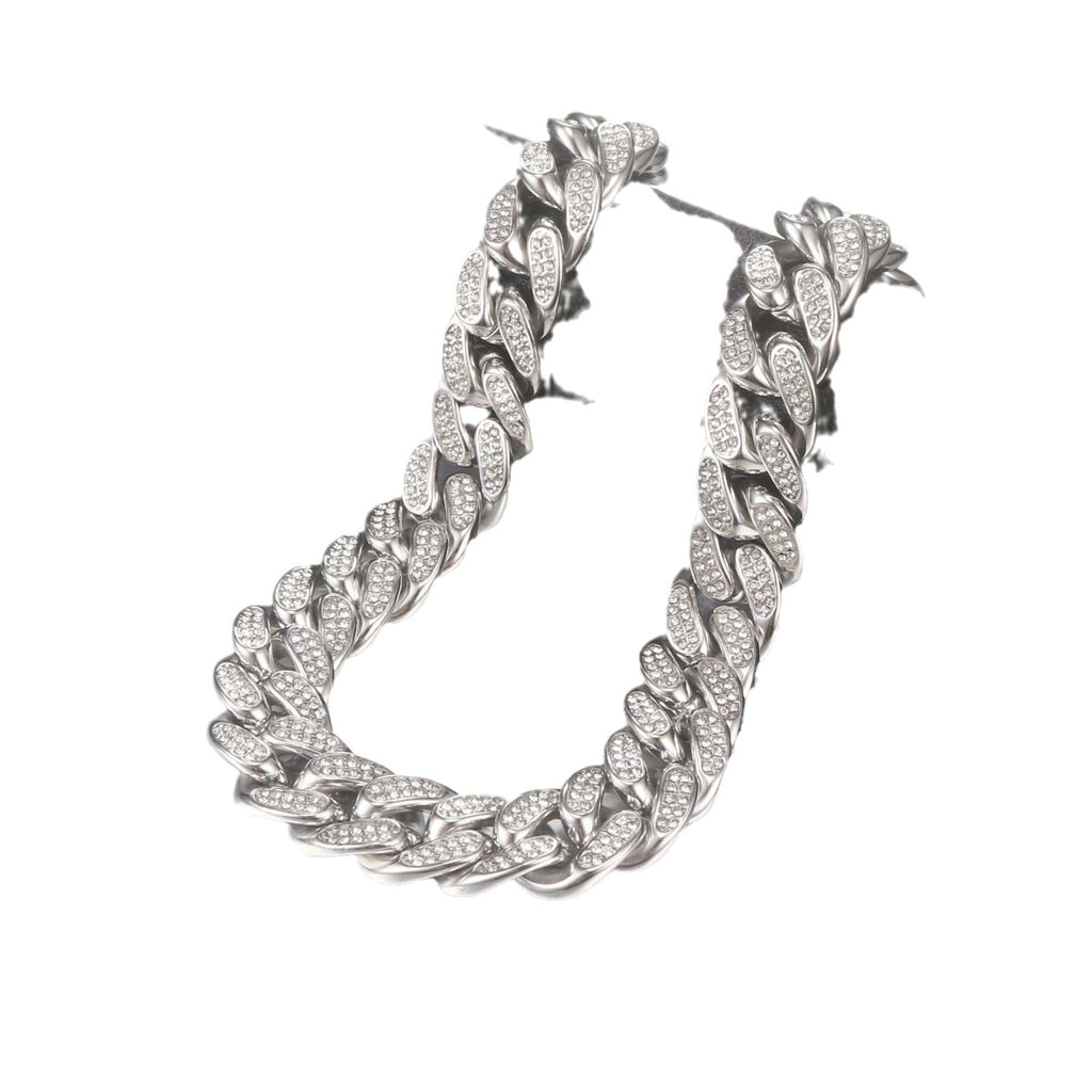 Stainless Steel Titanium Steel Cuban Chain Necklace Bracelet Vera Lux