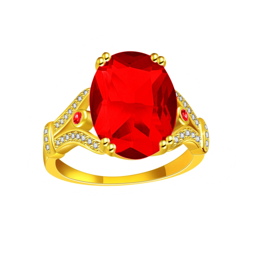 Goose Egg Diamond Creative Large Loose Stone 18k Gold-Plated Ring Vera Lux