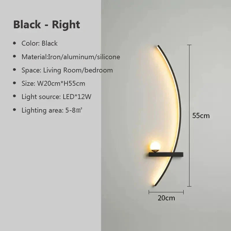 Modern LED Wall Lamp – Minimalist Art Design for Bedroom, Living Room, and Bathroom, Gold/Black My Store