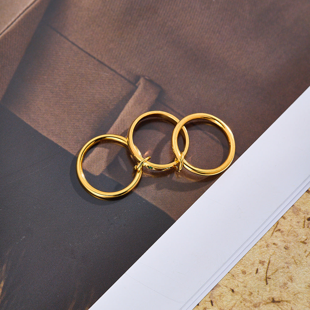 Three-Tier Stacked Ring, 18K Gold-Plated Stainless Steel Ring Vera Lux