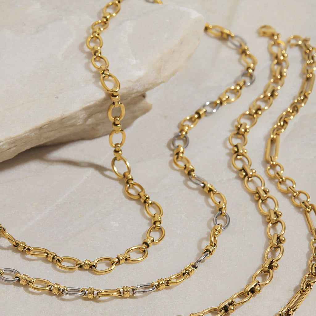 18K gold chain with gold and silver color matching design simple and elegant necklace Vera Lux