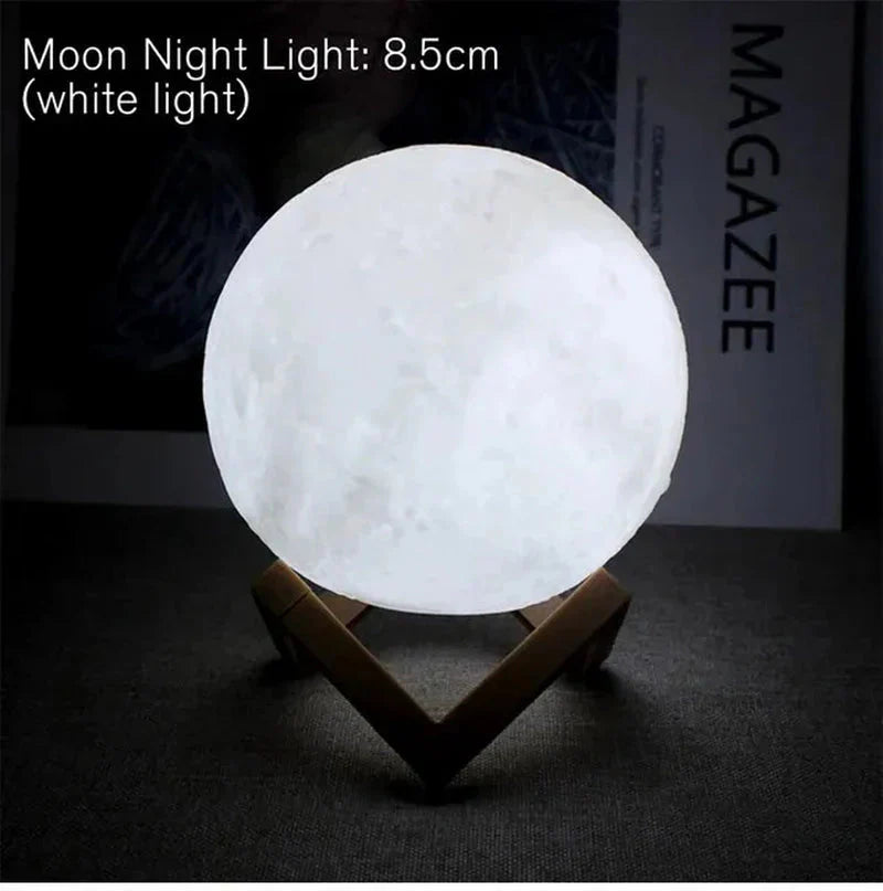 D5 Starry Moon Lamp 8Cm - LED Night Light with Stand, Perfect for Bedroom Decor and Gifts Whatever the Treasure