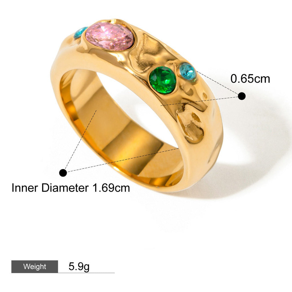 18K gold inlaid gemstone exquisite design noble ring Vera Lux
