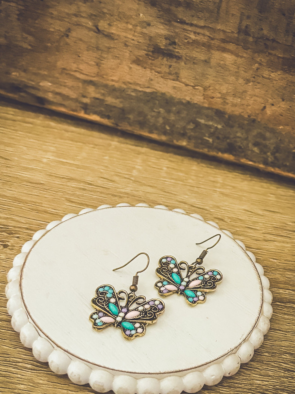 Beautiful Vintage Inspired Butterfly Earrings Rooted Home Goods