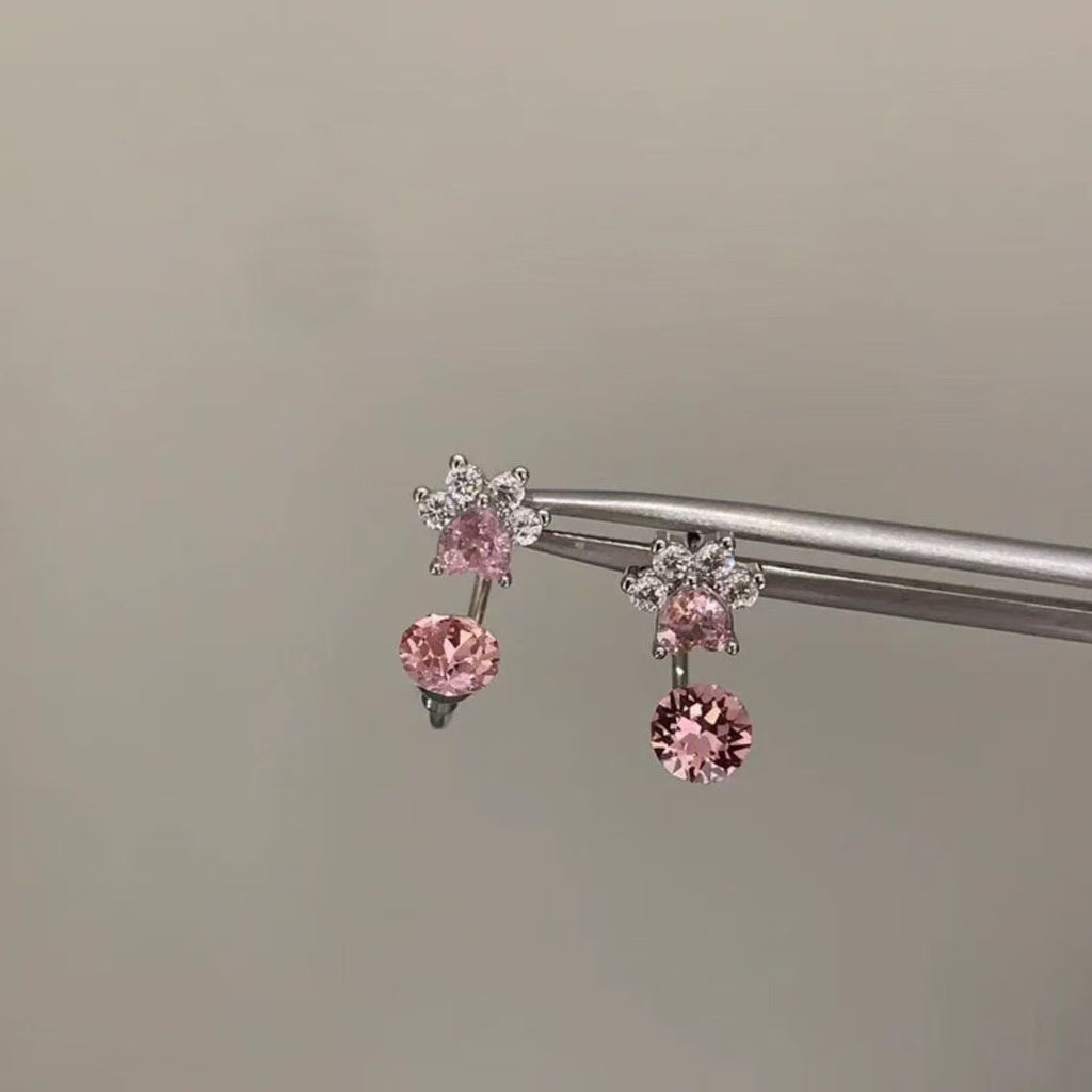 Cat Claw Super Sparkling Full Diamond Zircon KT Cat Earrings For Women, Sweet Cute Ear Drops, Bow Ear Studs Vera Lux