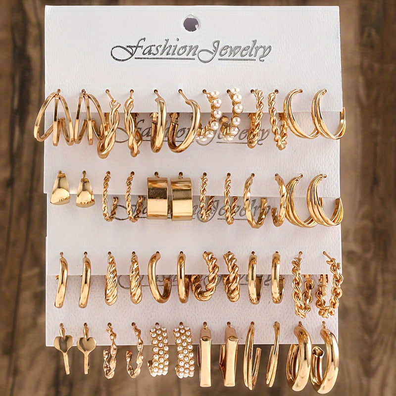 Metal Square Geometry Women's Earrings Suit Vera Lux