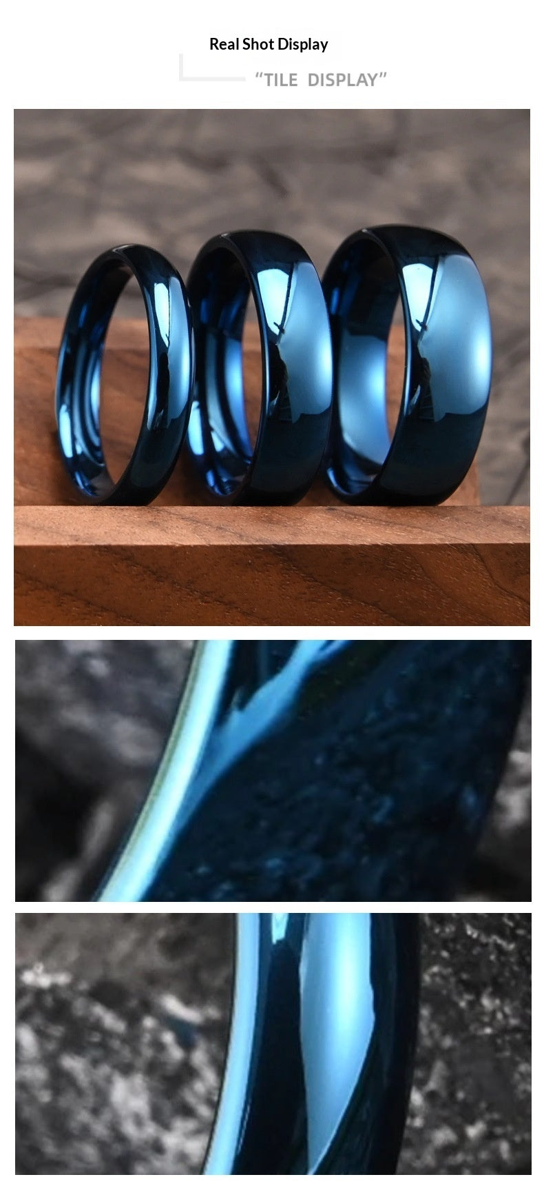 Blue-plated Curved Full-coat Tungsten Steel Ring Vera Lux