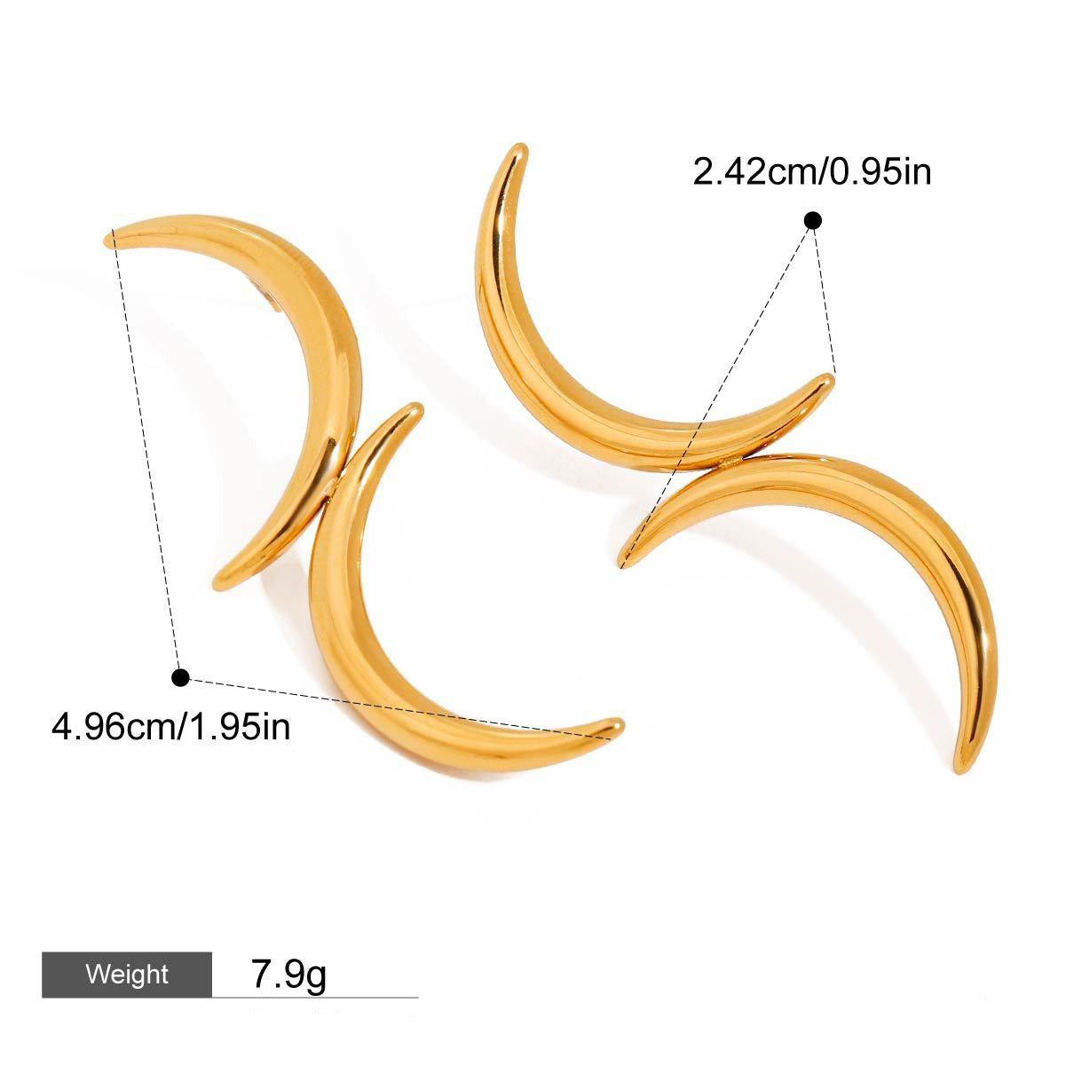 18K gold moon-shaped design light luxury simple earrings Vera Lux