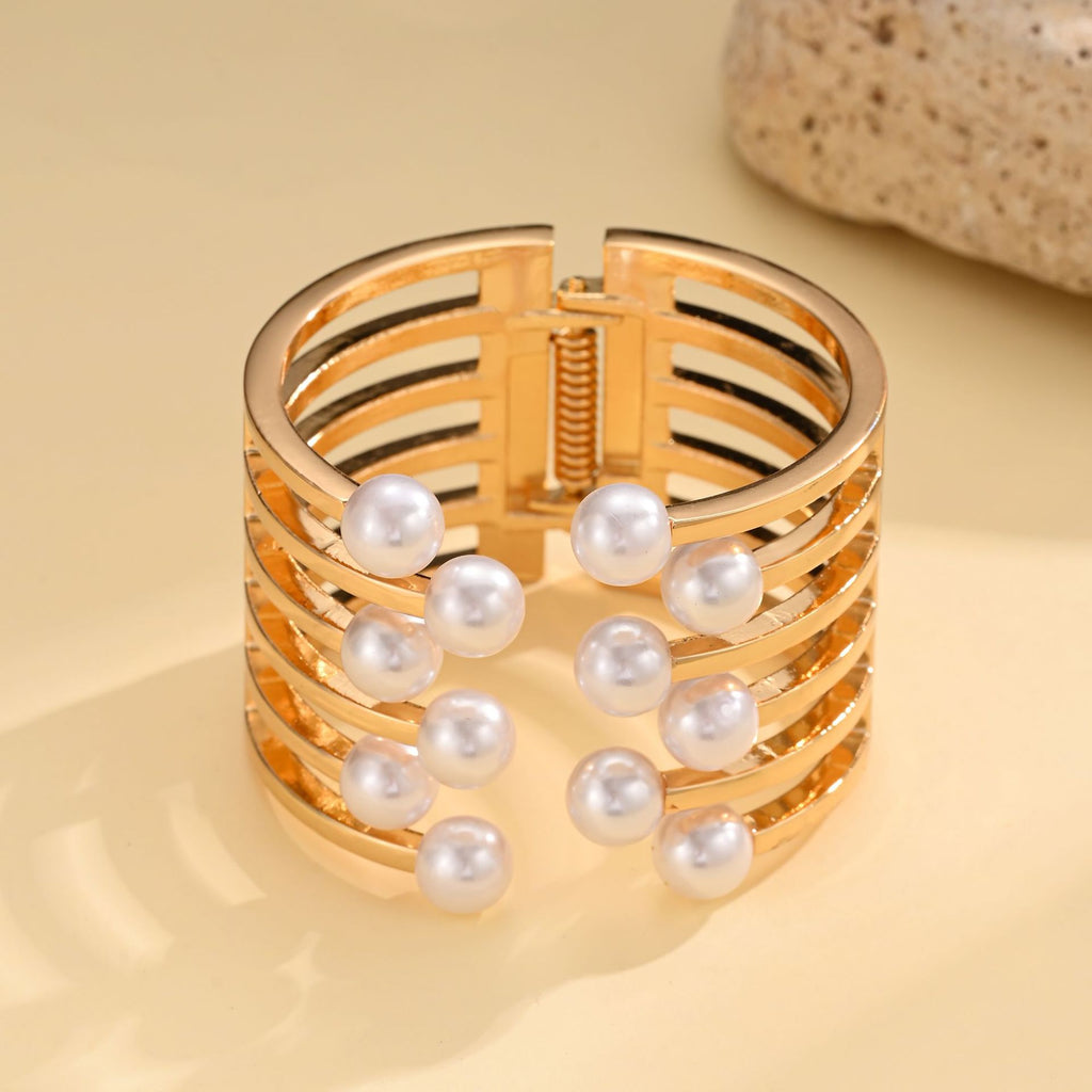 Alloy Fan-Shaped Symmetrical Pearl Bracelet For Women Vera Lux