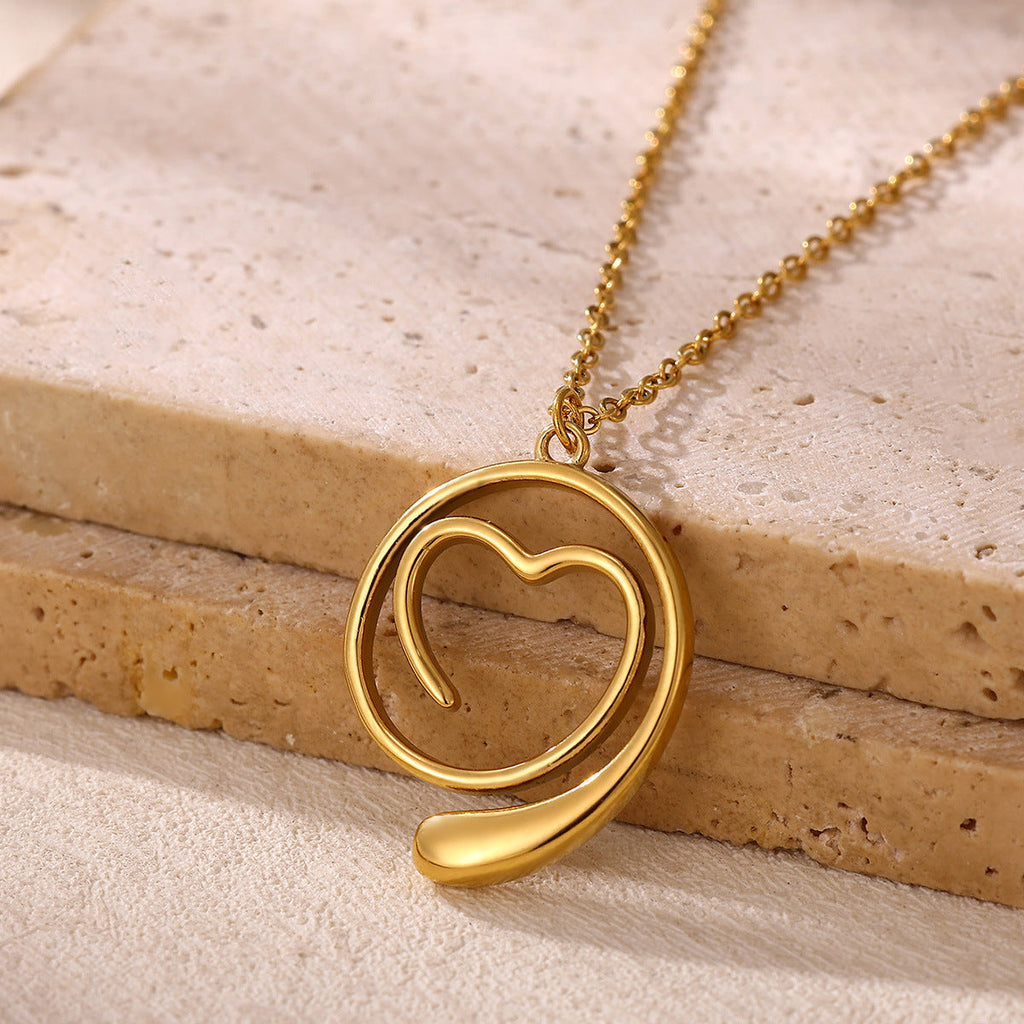 Geometric Heart-Shaped Droplet Minimalist Necklace For Women Vera Lux