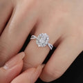 Luxury Design Oval Simulated Moissanite Engagement Ring, White Gold Plated Cluster Zircon Ring For Women, Wholesale Vera Lux