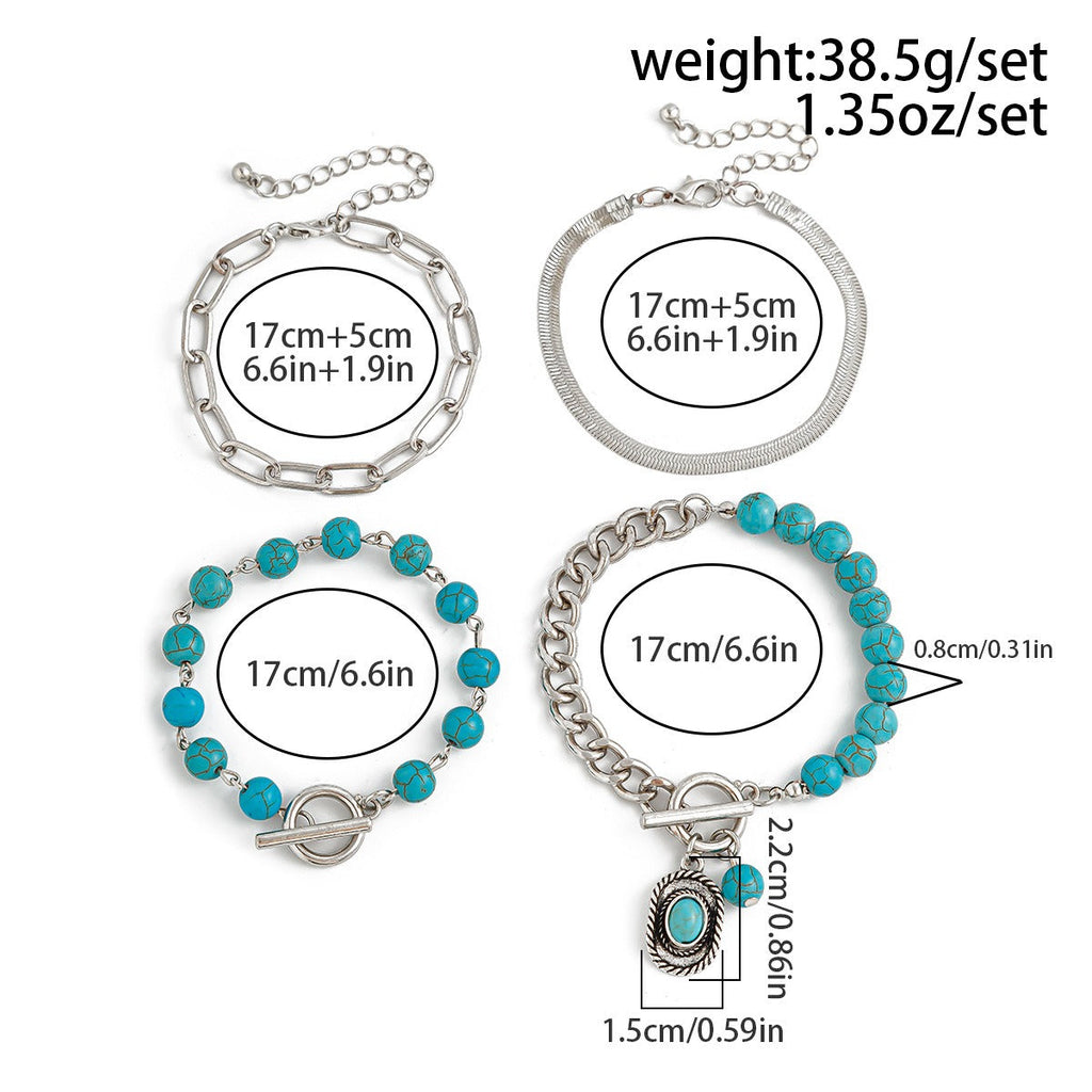 Imitation Turquoise Cactus Tag Bracelet Set Vera Lux