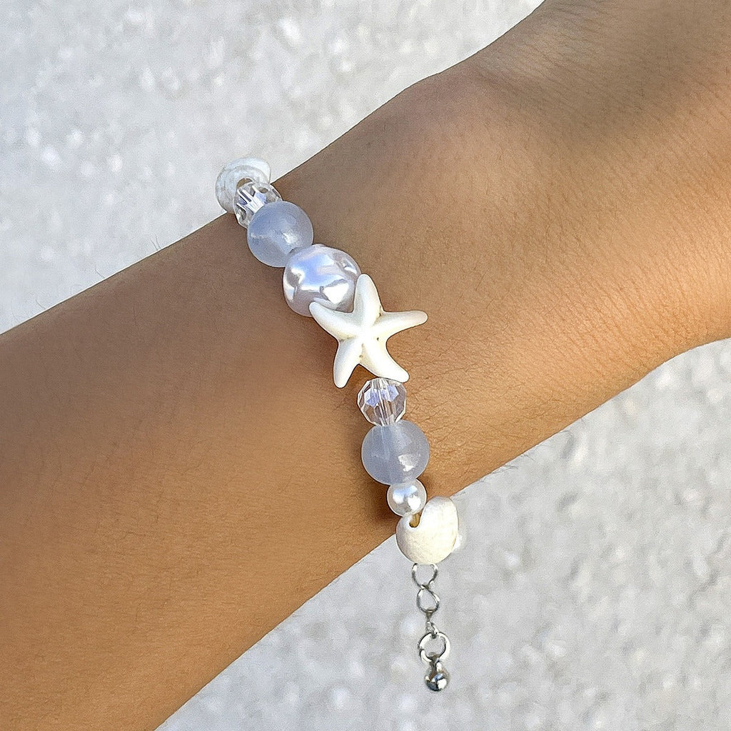 Ocean-style shell and starfish crystal beaded bracelet Vera Lux